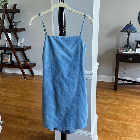 Lizard Thicket Light Denim Cut Out Mini Dress - Picture 1 of 4